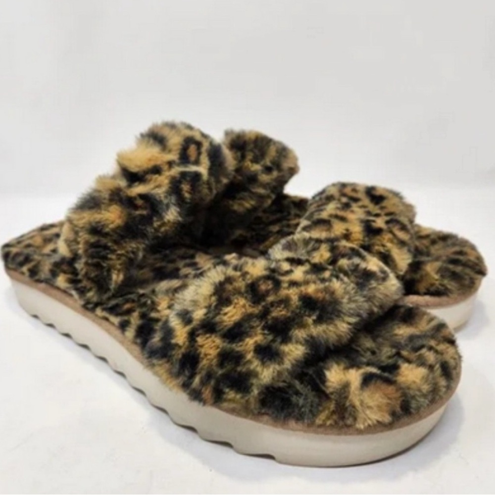 NWOT Koolaburra by UGG Fuzz On Faux-Fur
Slide Sandals CHEETAH Leopard Print